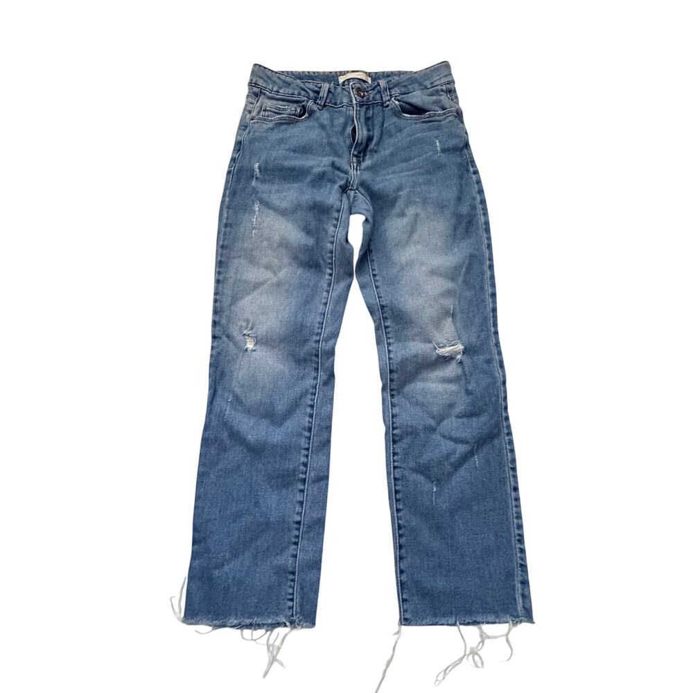 Zara Girls Z1975 Distressed Mid-Rise Denim Jeans